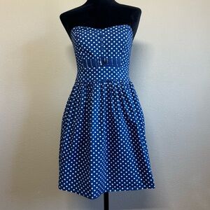 BeBop dress women medium cotton blend polka dot mini strapless fit & flare Y2K